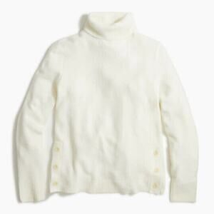 J.Crew Factory Turtleneck Button Details Extra-soft Yard Cream Wool Blend Sz XL